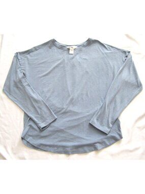 Athleta Girl Sz L 12 Long Sleeve Shirt Blue Heather Relaxed Activewear Gym WB576